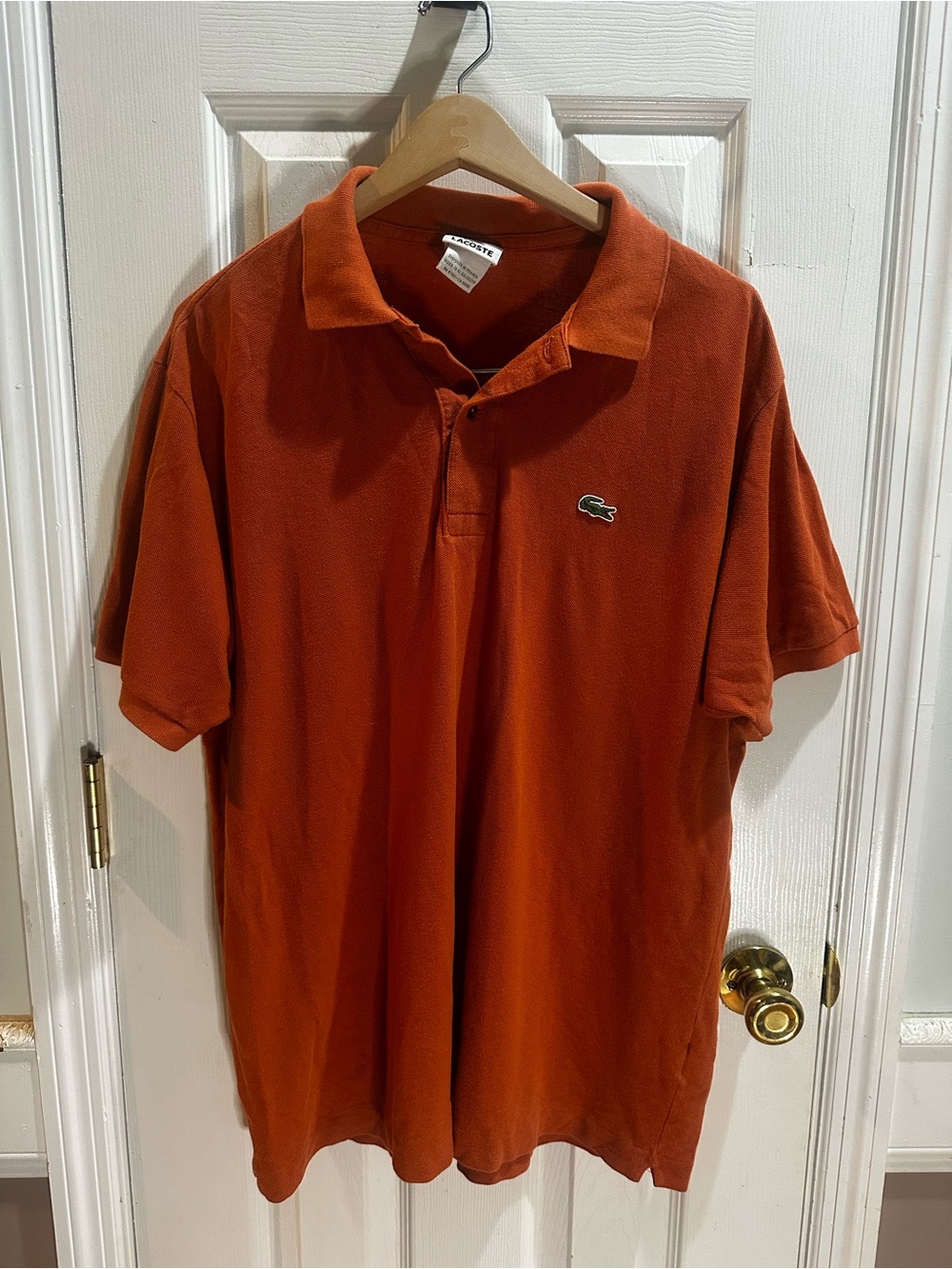 Lacoste Burnt Orange Short Sleeve Polo Cotton Golf Preppy Sz 7 (XL)
